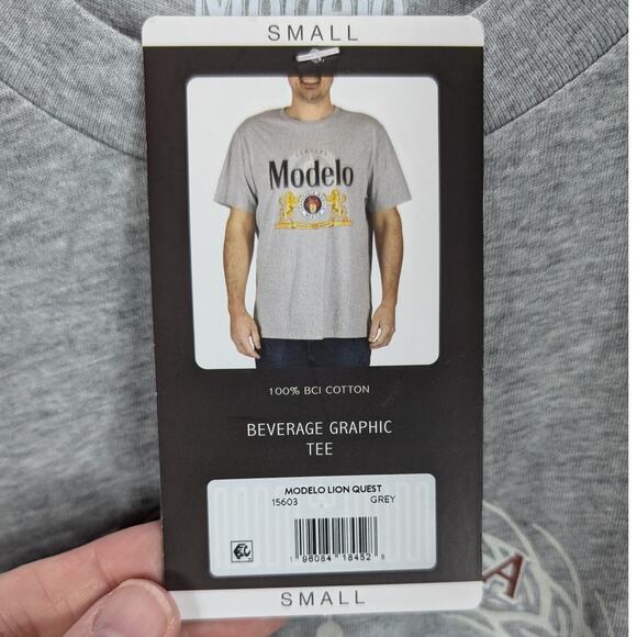 Modelo Beer shirt Mens Small Gray Beverage Cerveza Party Frat College Lion crest - Picture 4 of 7
